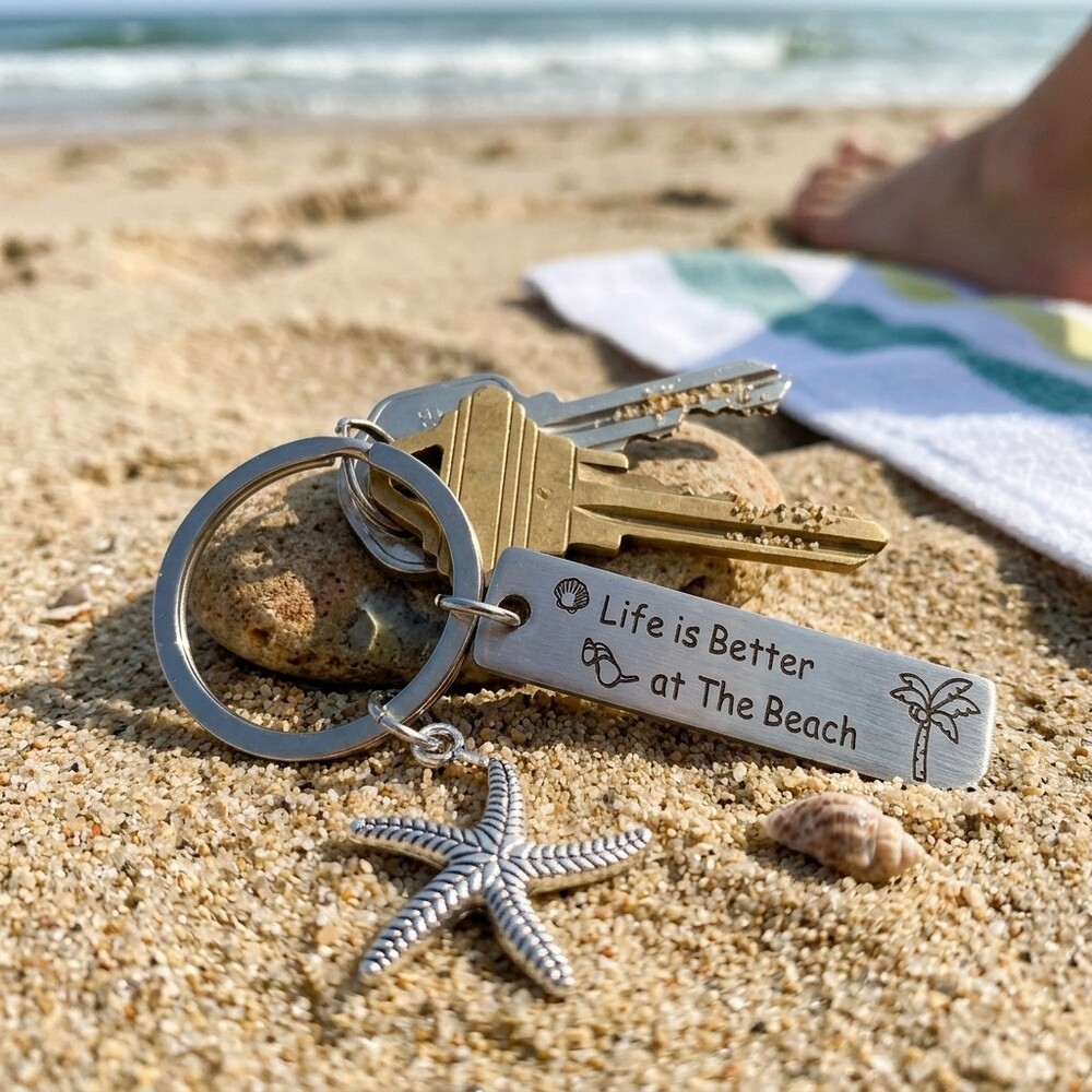 Bag Charm Key Ring Starfish Life is Better at the Beach